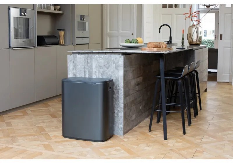 Cos de gunoi Brabantia Bo Touch 1008858, 60 L, Deschidere lina si silentioasa, Deschidere mare, Gri