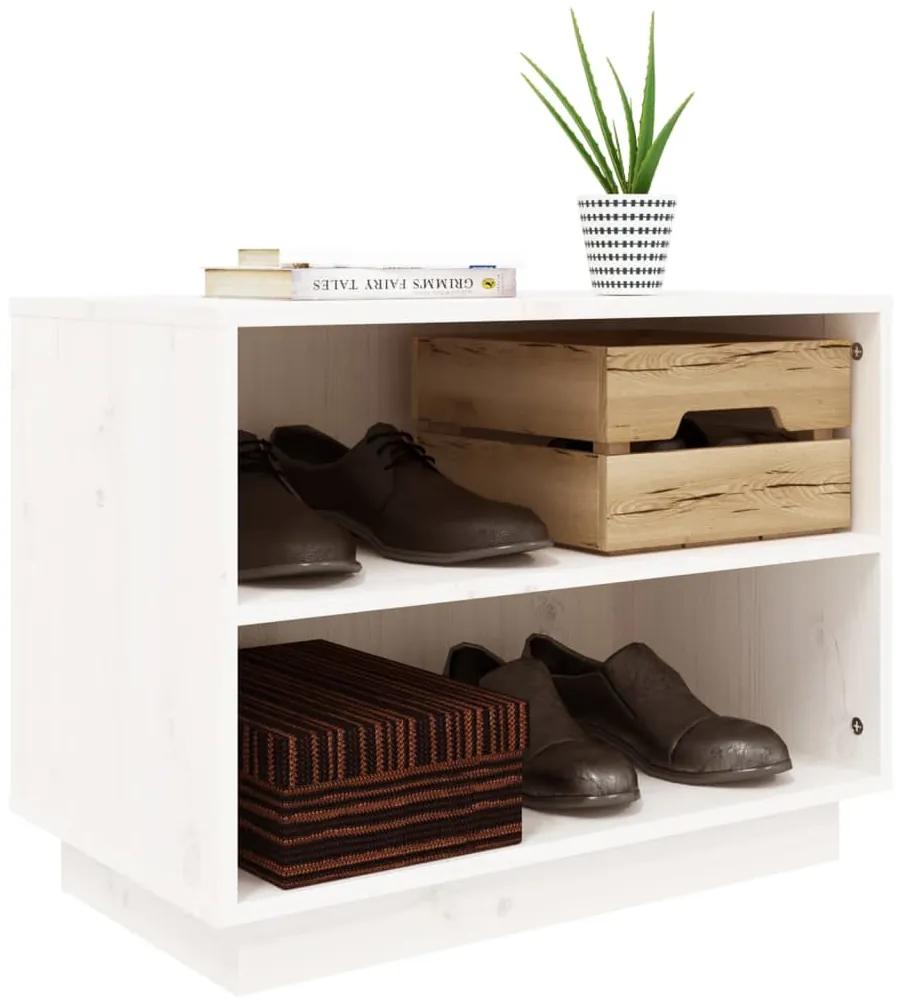 Dulap pantofi, alb, 60x34x45 cm, lemn masiv de pin 1, Alb, 1, Alb