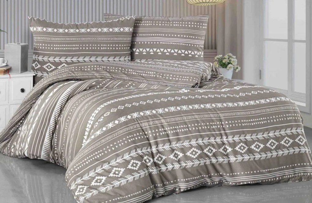 Lenjerie de bumbac MANACOR maro Dimensiunile lenjeriei: 2 buc 70 x 90 cm | 200 x 220 cm