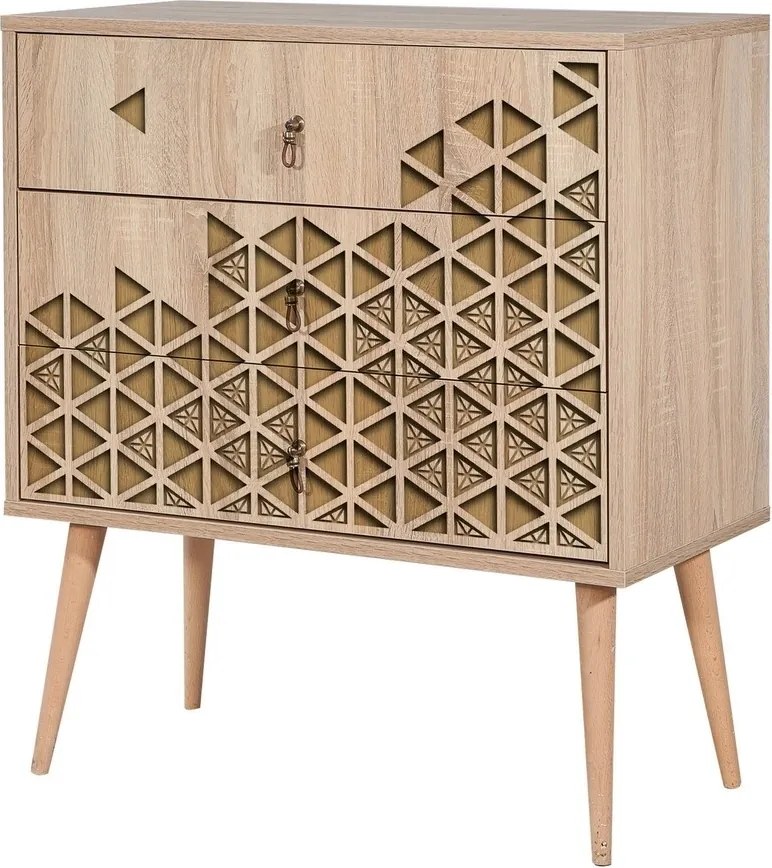 Comoda cu 3 sertare Trio 120, Vella, 80x40x90 cm, multicolor