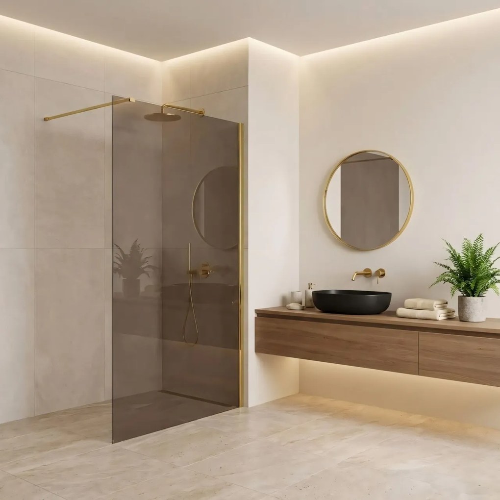 Paravan de dus Rea Flexi Brown / Gold 140