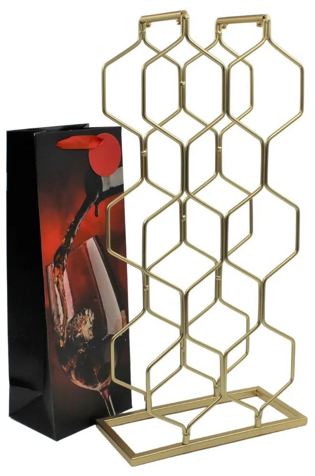 Suport 8 sticle metal 23x11x48cm auriu