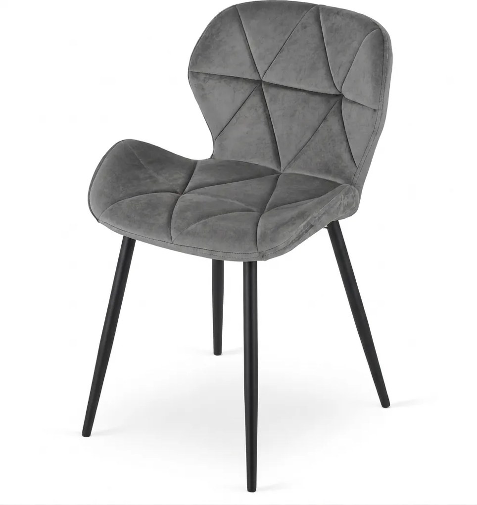 Scaun de masa MANGO VELVET cu picioare negre, gri