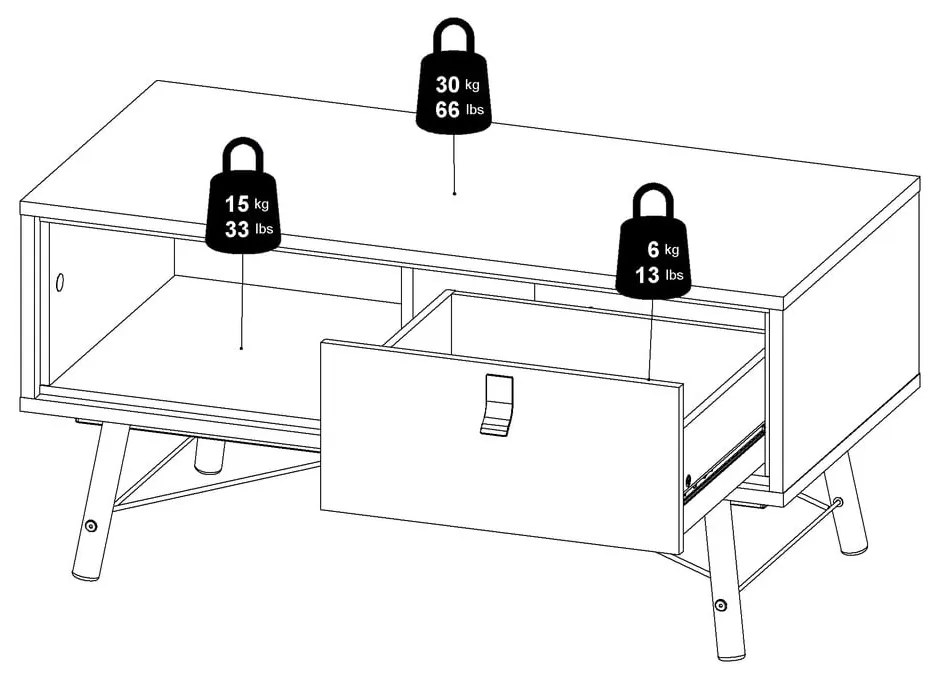 Măsuță de cafea în culoare naturală 48x102 cm Ry – Tvilum