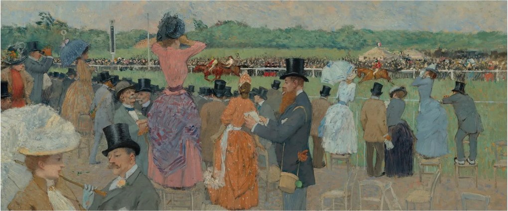 Tablou - Jean-Louis Forain, The Races at Longchamp, reproducere (120x50 cm)