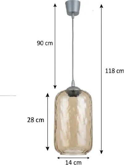 Brilagi -LED Lustra pe cablu R GLASS 1xE27/60W/230V diam. 14 cm argintiu/maro fumuriu