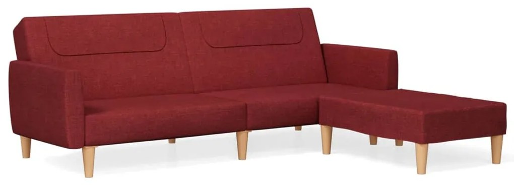 3080596 vidaXL Canapea extensibilă cu taburet, 2 locuri, roșu vin, textil