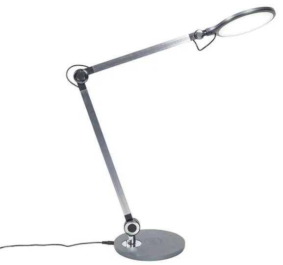 Lampă de masă de design gri incluzând LED cu touch și încărcător prin inducție - Don