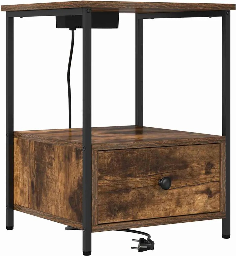 vidaXL Dulap de noapte Stejar fumuriu 42 x 41 x 56 cm Lemn compozit