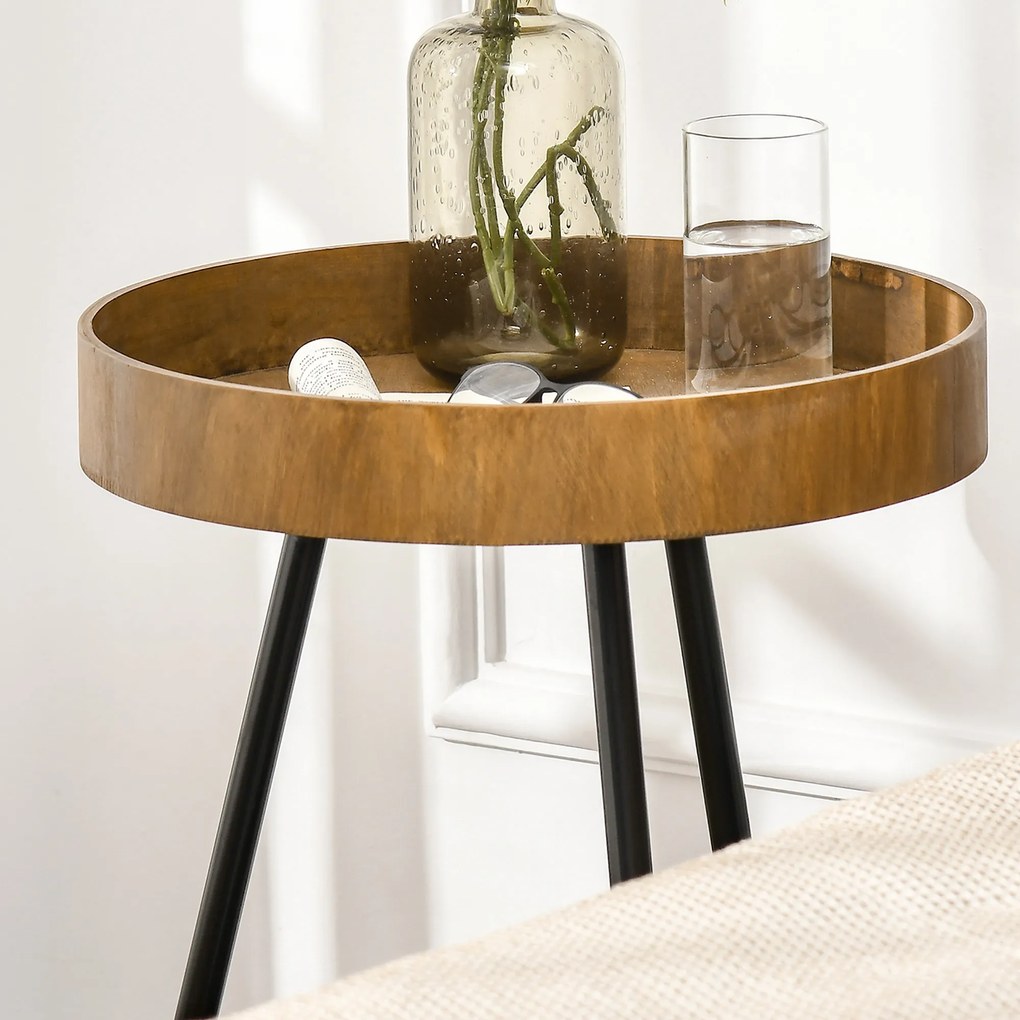 Masuta de cafea HOMCOM in stil industrial, din lemn si otel, Ø40,6x61,5cm, maro si negru | Aosom RO