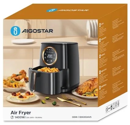 Friteuză cu aer cald Aigostar 1400W/230V 4,2l negru