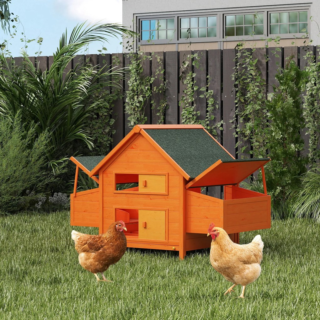 PawHut Coteț pentru Găini de Grădină din lemn de Brad, lemn verde, 160x98.5x107cm | Aosom Romania