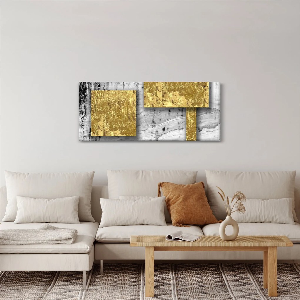 Tablou - Pătrate de aur N⁰3 (120x50 cm)