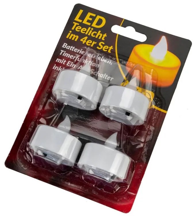 Set decorativ de LED-uri - 4 lumini de ceai - alb cald