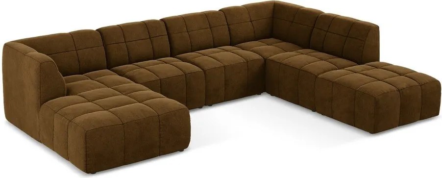 Colțar galben muștar cu tapițerie din catifea (în formă de "U") Aloha – Makamii