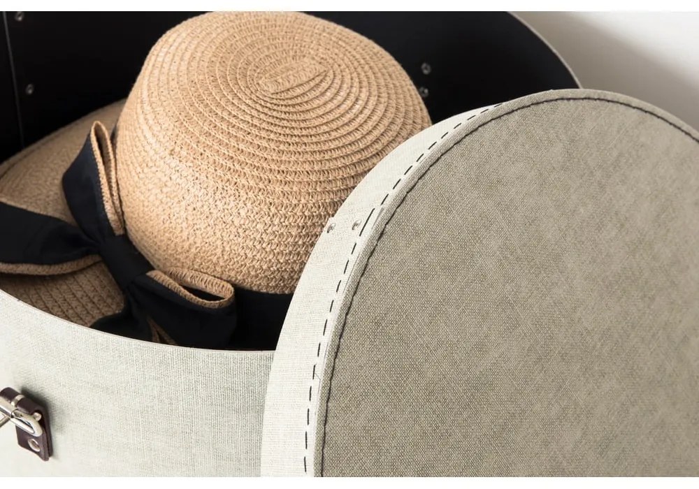 Cutii de depozitare bej 2 buc. din carton cu capac ø 37,5x25 cm Rut Canvas Paper Laminate – Bigso