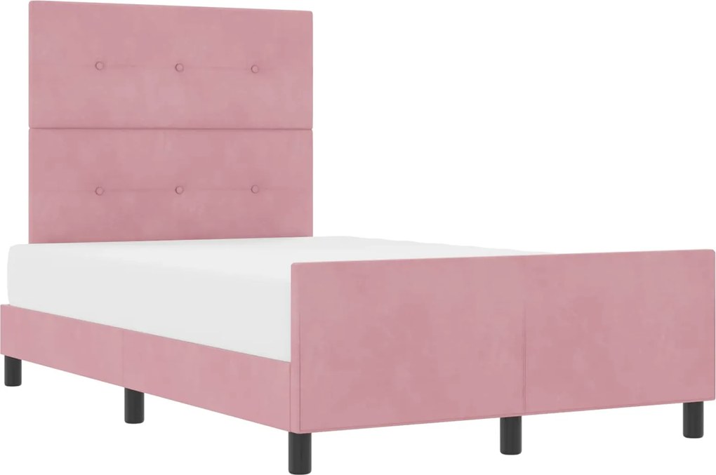 vidaXL Pat cu arcuri cu headboard Roz 120 x 200 cm Catifea