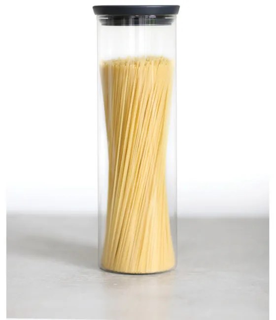 Borcan din sticla Brabantia Stackable 646873, 1,9 L, Inchidere ermetica, Transparent/Gri inchis