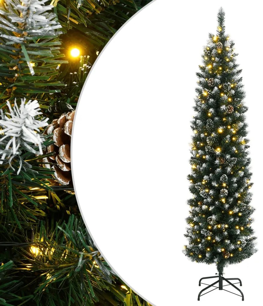 vidaXL Brad de Crăciun artificial subțire cu 150 LED-uri, 120 cm