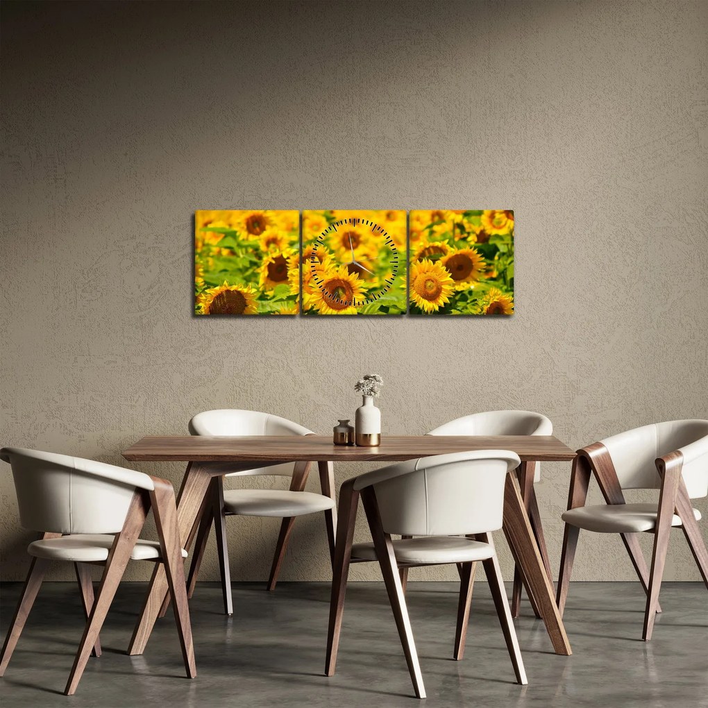 Tablou - Floarea-soarelui (cu ceas) (90x30 cm)