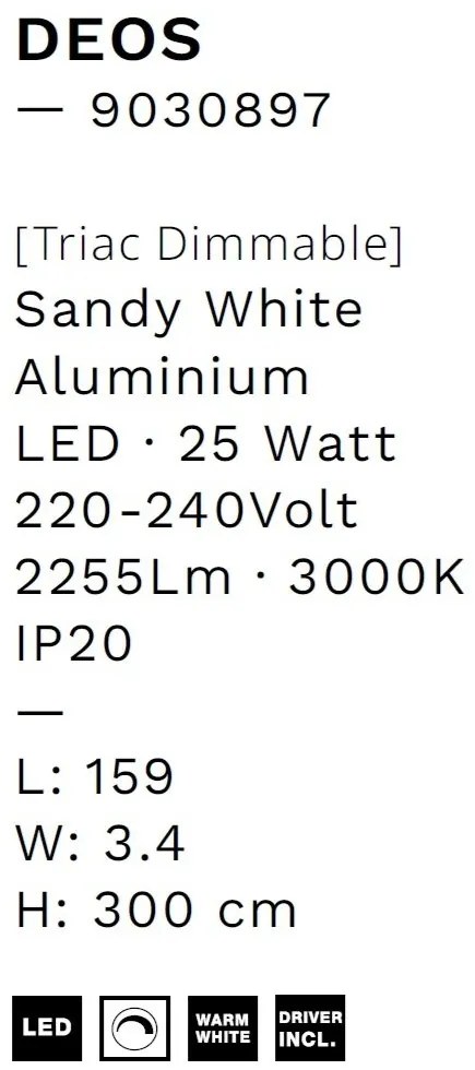 Lustra suspendata LED design liniar DEOS 25Watt 3000K, NVL-9030897