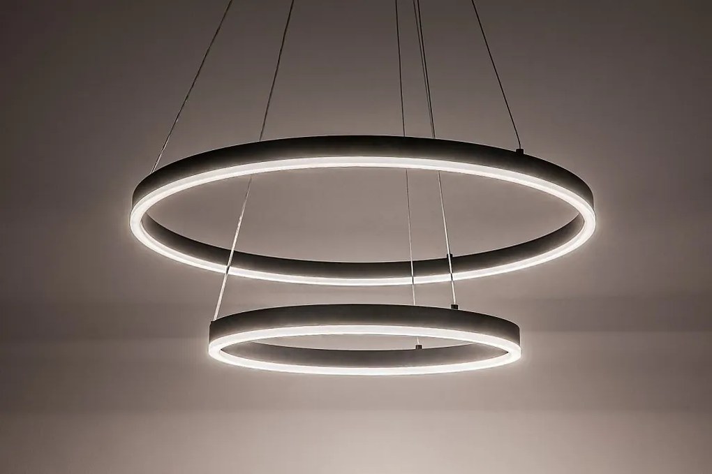 Lustra LED cu telecomanda cu 2 inele metal negru Isaure