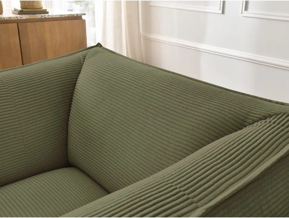 Fotoliu verde cu tapițerie din catifea reiată Giorgia – Bobochic Paris