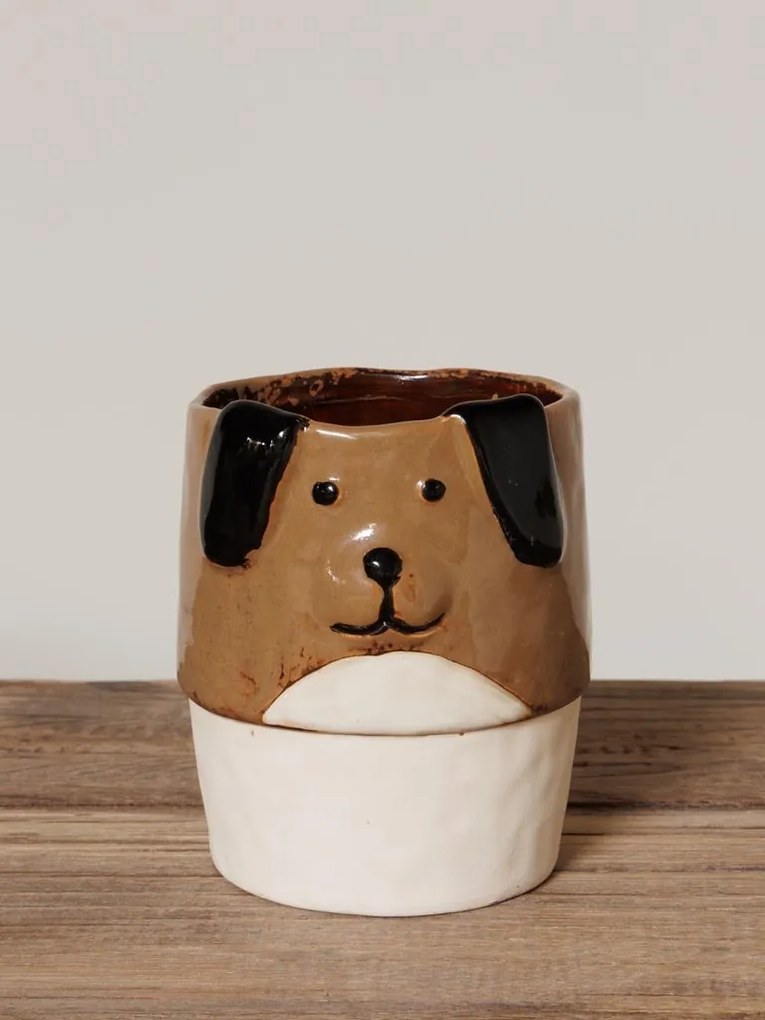 Ghiveci decorativ din ceramica, în formă de câine