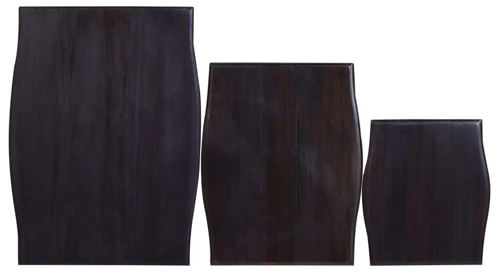 Mese laterale suprapuse 3 buc. negru deschis lemn masiv mahon 3, light black