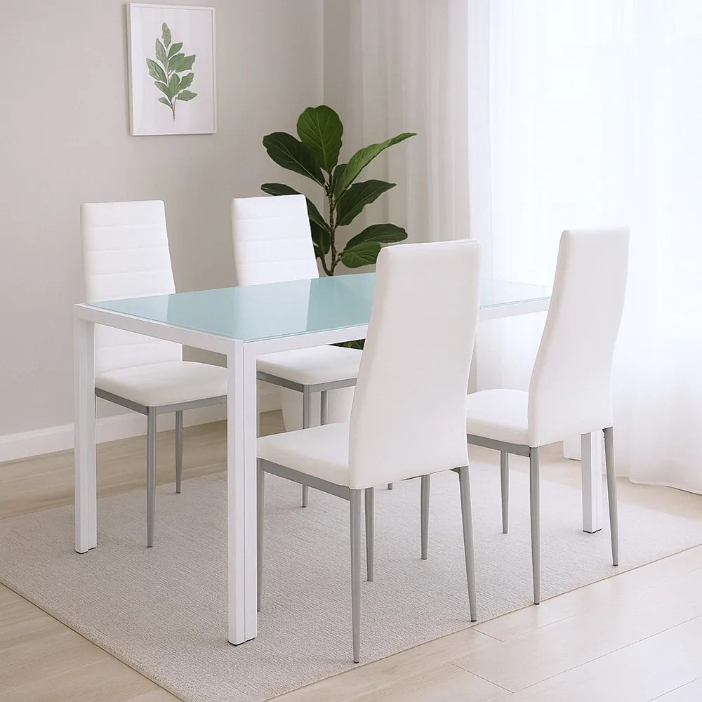 Mabel 4+1 set de sufragerie alb-gri