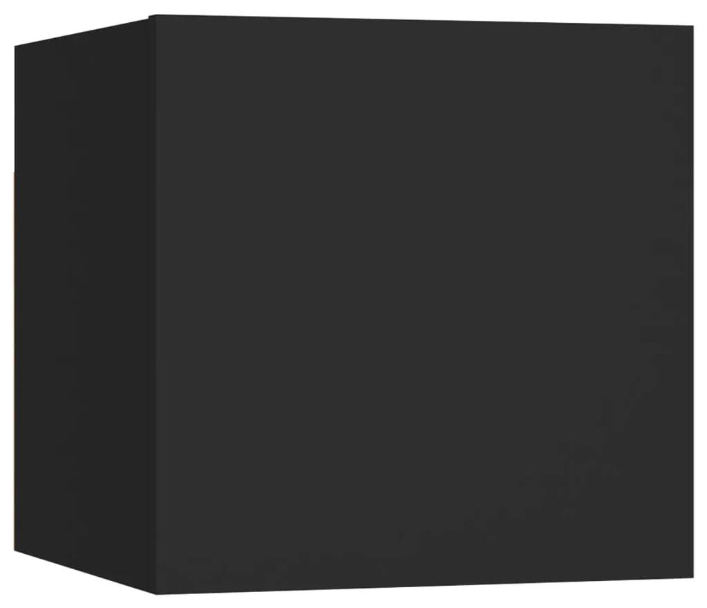 Set dulap TV, 7 piese, negru, PAL 1, Negru, 80 x 30 x 30 cm