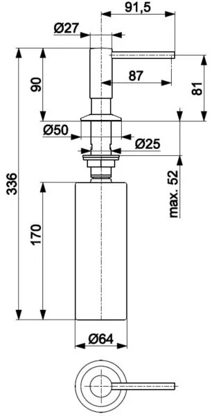 Dozator încastrat de săpun KFA Armatura 990-100-31 DUERO oțel inoxidabil/auriu