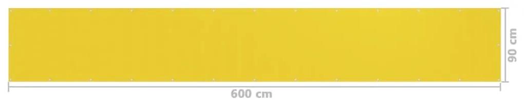 Paravan de balcon, galben, 90x600 cm, HDPE Galben, 90 x 600 cm