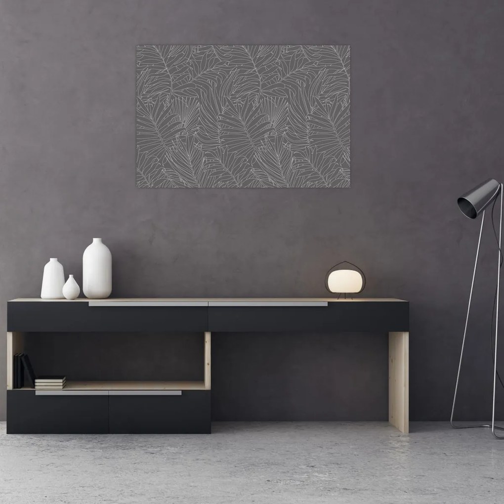 Tablou - Frunze de palmier gri (90x60 cm)