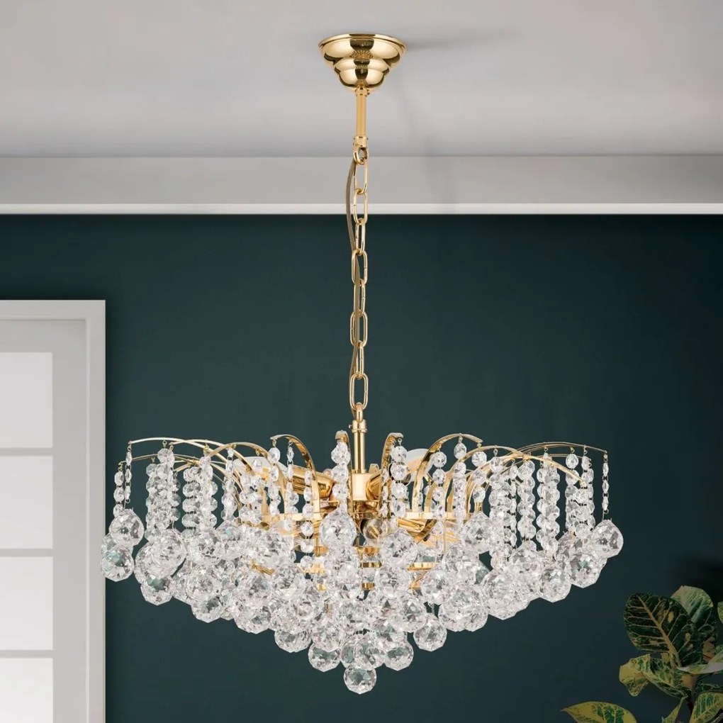 Candelabru cristal Asfour design lux KRISTALL KLASSISCH 9L gold/clear