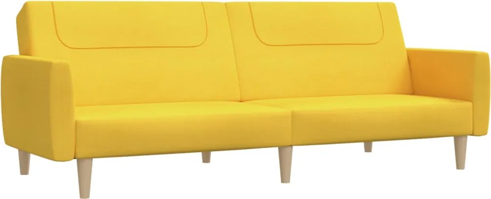 vidaXL Canapea extensibilă cu 2 locuri, galben, material textil