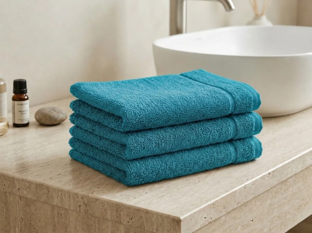 Prosop de maini Classic mic 30x50 cm cian, 100% bumbac