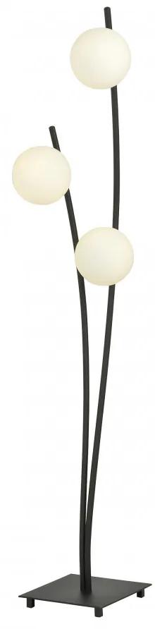 Lampadar modern negru cu 3 globuri albe Hunter