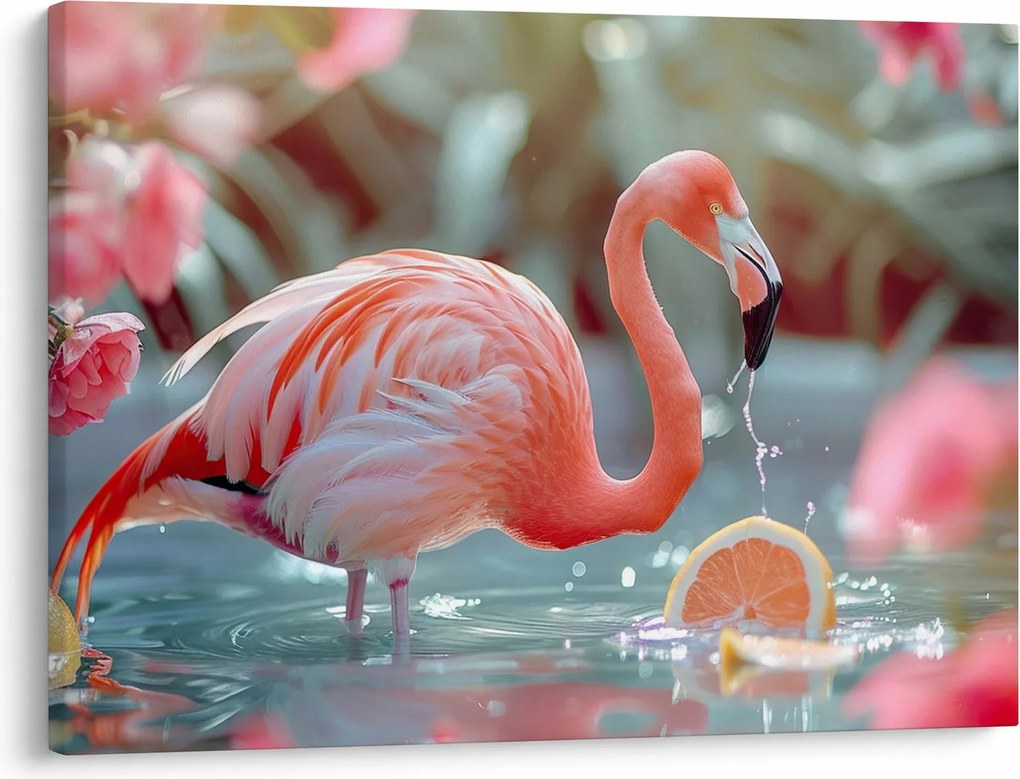 Tablou - Flamingo în iaz (70x50 cm)