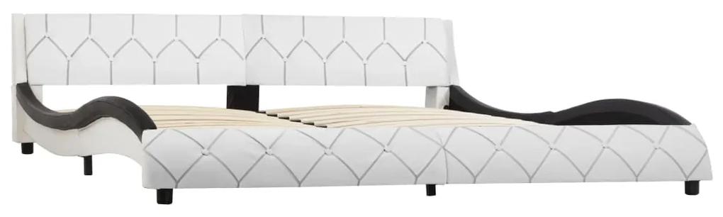 285647 vidaXL Cadru de pat, alb și negru, 180 x 200 cm, piele ecologică