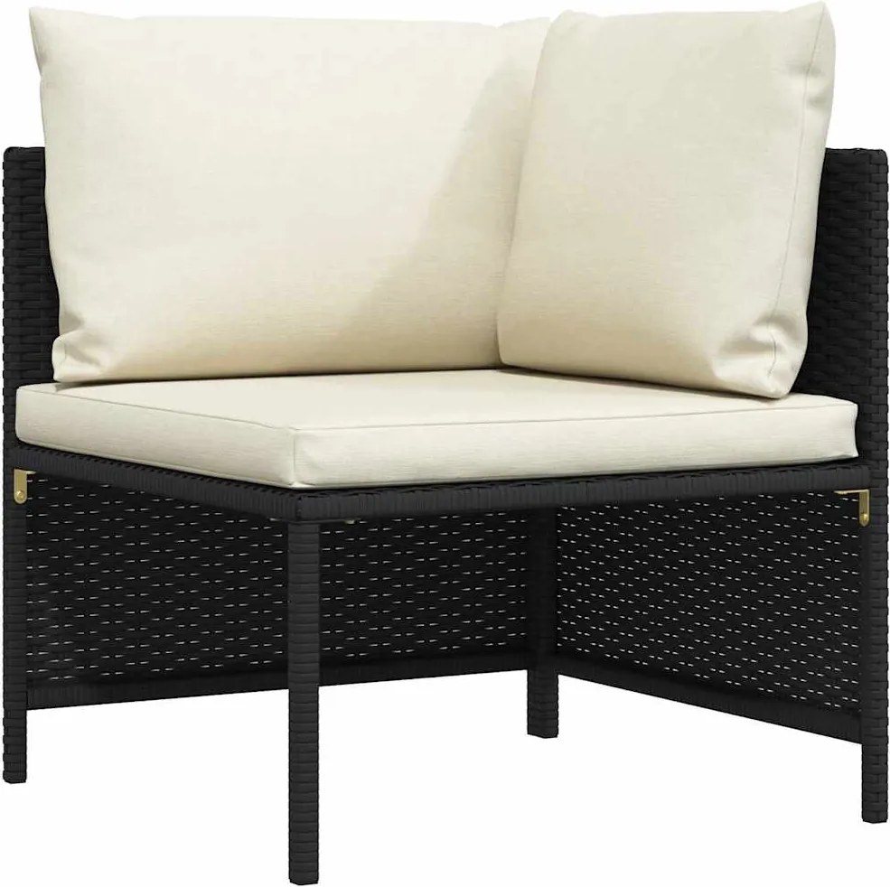 vidaXL Canapea modulară cu pernă, colțar, negru, poliratan