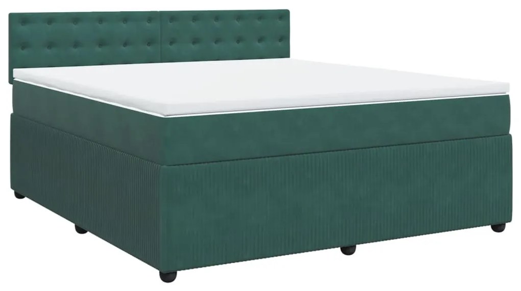 3287821 vidaXL Pat box spring cu saltea, verde închis, 180x200 cm, catifea