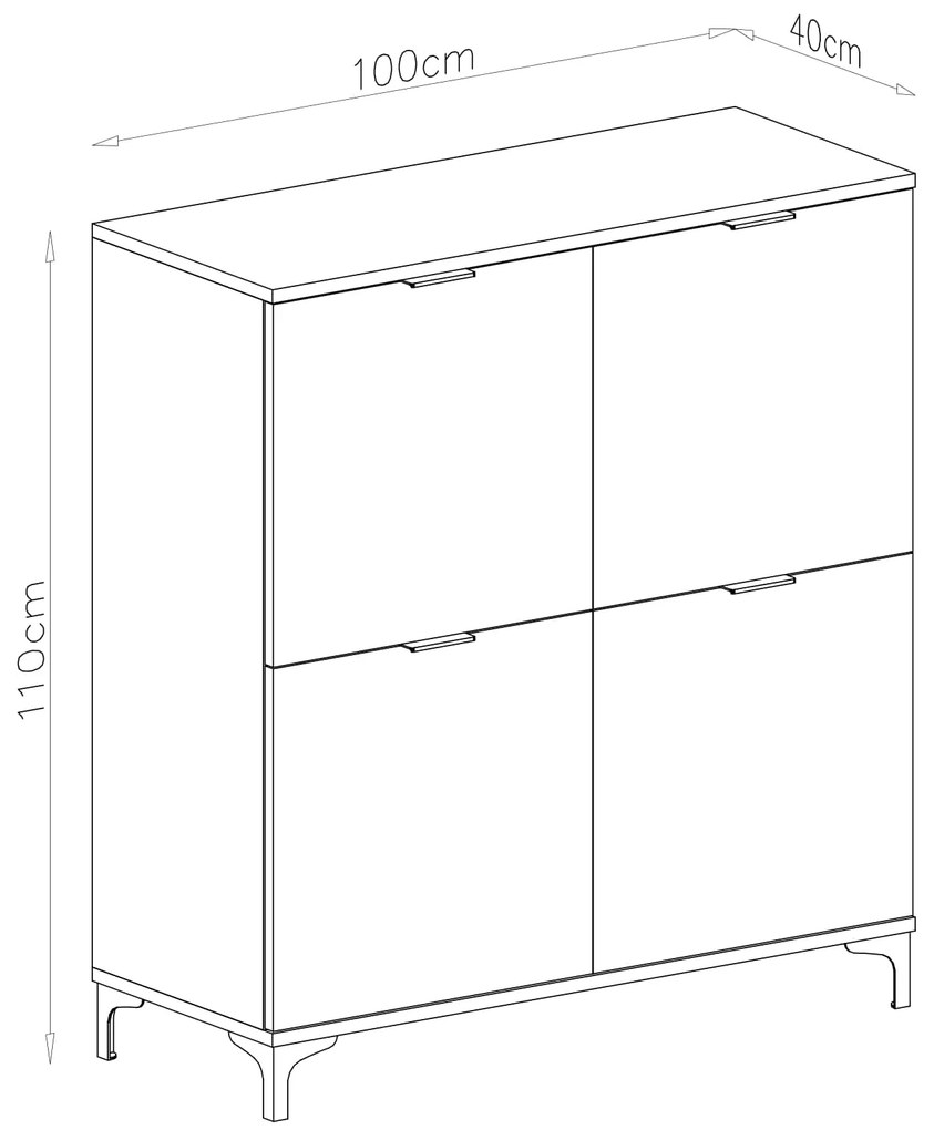 Mazzoni Comodă LANA K-100 Bej (Șampanie) - DULAP VERTICAL CU 4 UȘI
