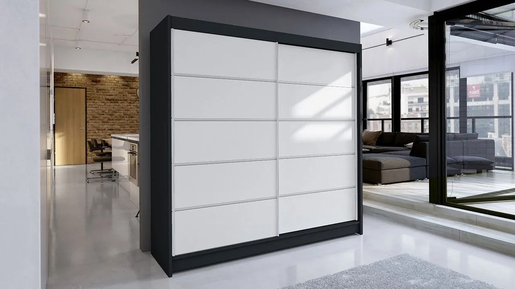 Dulap cu uși glisante Bastian IV (negru + alb) (fără iluminare). Promo -17%. 1059144