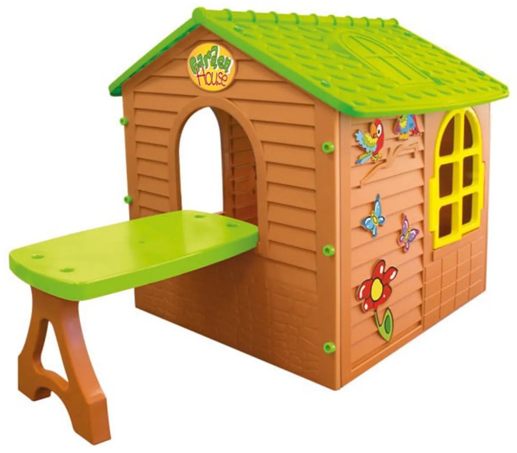 Casuta Copii cu Masuta exterioara NOVOKIDS™ Picnic House , Pentru casa si gradina, 180x120x121 cm, Ferestre si usa mobile, Plastic aditivat rezistent