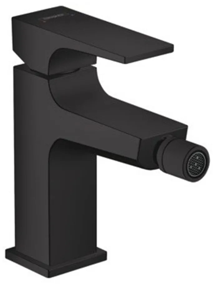 Baterie bideu Hansgrohe Metropol cu ventil Push-Open negru mat