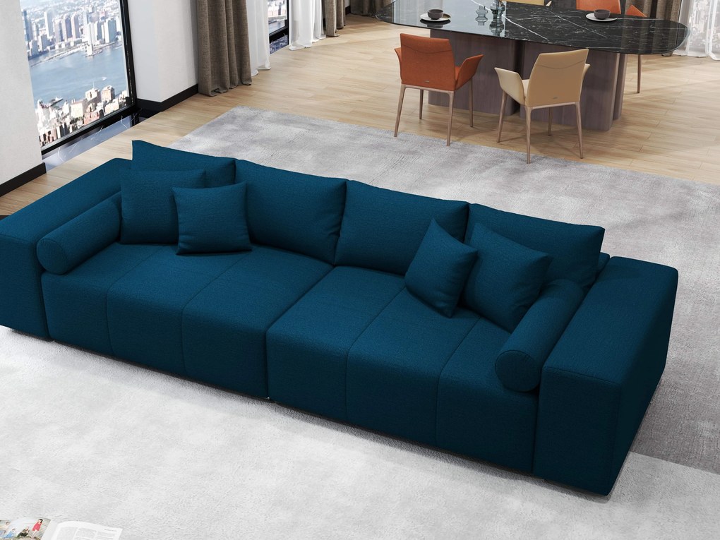 Canapea extensibilă dumonde cu ladă de depozitare si sezut confortabil din spuma high-density, Marbela Enjoy Petrol XXL 295x100 cm
