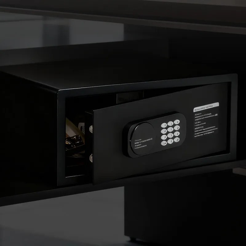 Seif electronic Adler AD 1045, 200x420x370 mm, 14 l, Blocare după 4 încercări greșite, Avertizare baterie descărcată, Negru