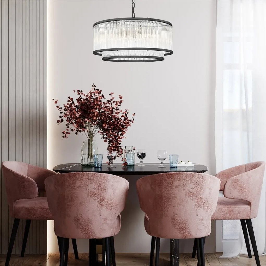 Lustra suspendata eleganta design modern SERGIO negru mat