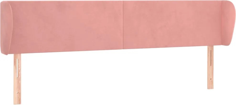 vidaXL Tăblie de pat cu aripioare roz 163x23x78/88 cm catifea